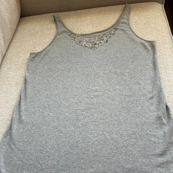 Eileen Fisher XL Gray Embellished Tank Top - Picture 2 of 6